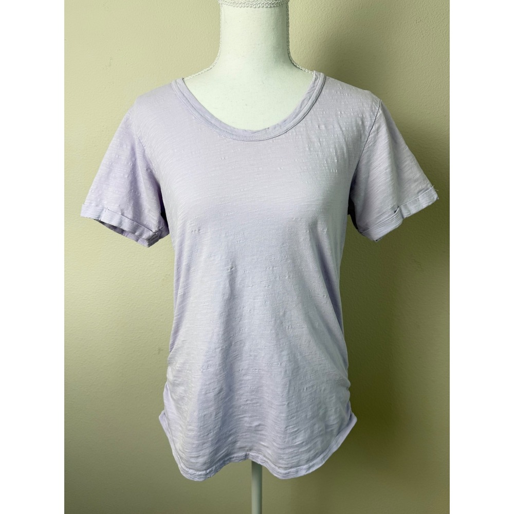 Pact Women Organic Cotton Tee Medium Purple Ruched Slub Short Sleeve Athletic